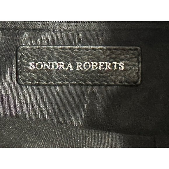 Sondra Roberts Black Wavy Faux Suede Leather Shoulder Bag Purse Designer Handbag - Picture 2 of 8